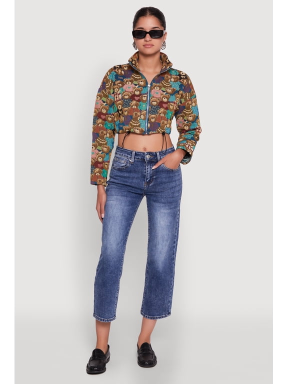 Women's Daisy Patterned Jacquard Cropped Jacket