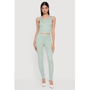 Women's Daisy Ribbed Knit High Waisted Leggings