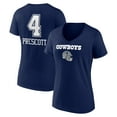 thumbnail image 1 of Women's Dak Prescott Navy Dallas Cowboys Team Wordmark Player Name & Number V-Neck T-Shirt, 1 of 3