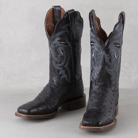 Women's Dan Post Kylo Full Quill Ostrich Boots Handcrafted Black