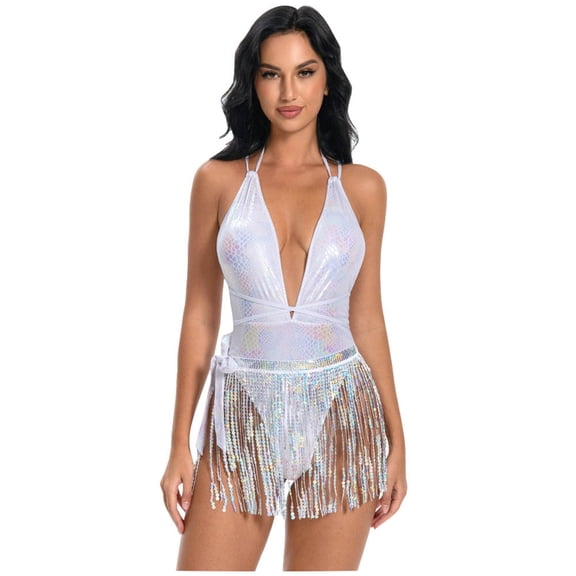 Women's Dance Dress Two Piece Swimsuit Dance Dress Glitter Fringe Bikini Show Dress Cute Bikinis for Teen Girls Girls Bikini Bottoms Bikini Bandeau Men's Bikini Underwear No Show Bikini Underwear