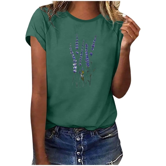 Women's Dandelion Print T Shirts Cute Graphic Tees Short Sleeve Summer Cotton Tee Tops