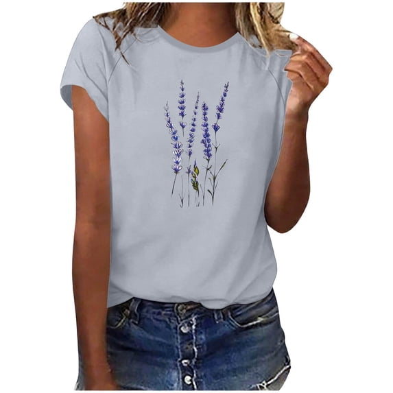 Women's Dandelion Print T Shirts Cute Graphic Tees Short Sleeve Summer Cotton Tee Tops
