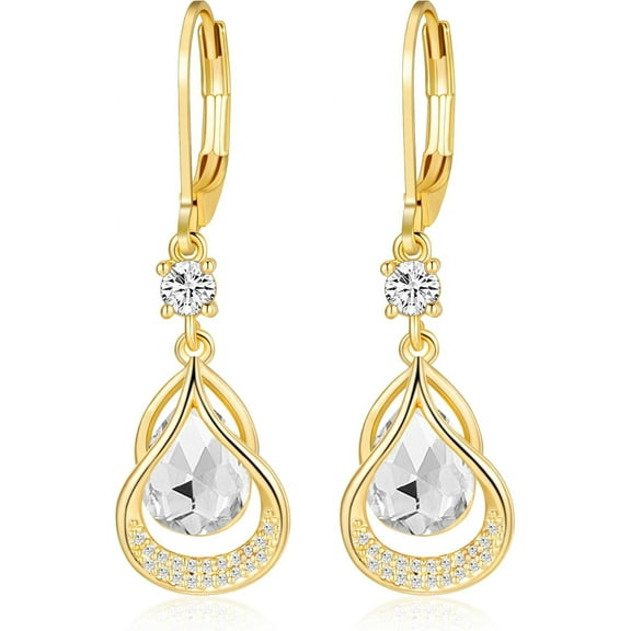 Women's Dangle Earrings Fashion Leverback Birthstone Earrings Gold-plated Teardrop Dangle Earrings Fine Jewellery Birthday Gift