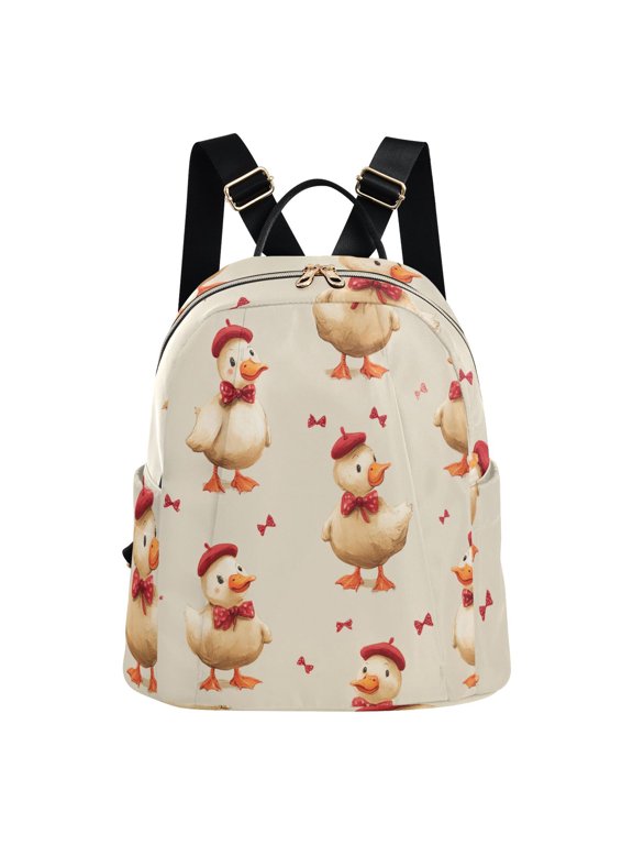 Women's Dapper Duck Pattern Backpack 16L, Water Resistant Anti-theft Casual Daypack, Lightweight Shoulder Bag for Travel Work Daily Commute