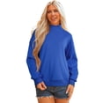 thumbnail image 1 of Women's Dark Blue Oversized Mock Neck Sweatshirt – Casual Fall Essential for Daily Wear, XL, 1 of 12