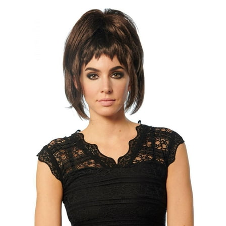 Women's Dark Brown High Ponytail with Bangs Costume Wig