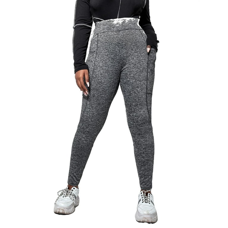 Women's Dark Grey Casual Plain Regular Plus Size Leggings 