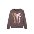 thumbnail image 1 of Women's Dark Khaki Contrast Terry Bow Pattern Drop Shoulder Sweatshirt | [ZhiHiMeRi] | (US 12-14)L, 1 of 10