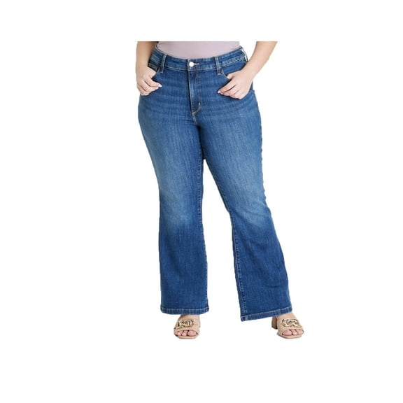 Women's Dark Wash Plus Size High-Rise Relaxed Flare Jeans - 16
