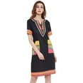 thumbnail image 1 of Women's Dashiki Print Tribal Short Sleeve Zip up Stretch Mini Dress with Pockets, 1 of 6