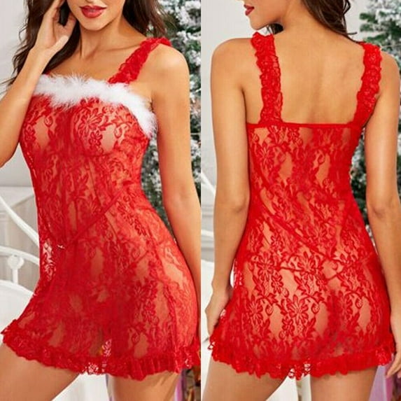 Women's Dating Sexy-Lingerie Set Babydoll Sleepwear Underwear G-String Nightwear