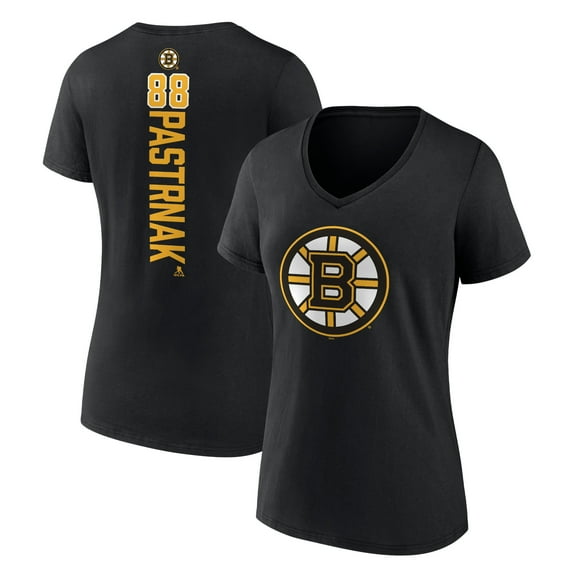 Women's David Pastrnak Black Boston Bruins Playmaker V-Neck T-Shirt