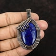 thumbnail image 1 of Women's Day Gift Lapis Lazuli Jewelry Copper Mum Gift Wire Wrapped Pendant 2.64", 1 of 1