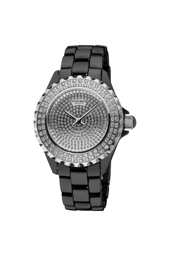 Women's Dazzling Black Ceramic Swiss Quartz Watch