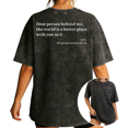 thumbnail image 1 of Women's Dear Person Behind Me The World Is A Better Place With You In It Short Sleeve Washed Tee Black S-2XL Plus Size, 1 of 5