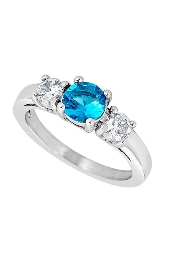 Women's December Birthstone Ring Blue Cubic Zirconia 316L Stainless Steel Sizes 3-10 Fantasy Forge Jewelry