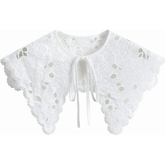 Women’s Dechable False Collar Neck Ruff Mini Lace Cape Dickey Collar