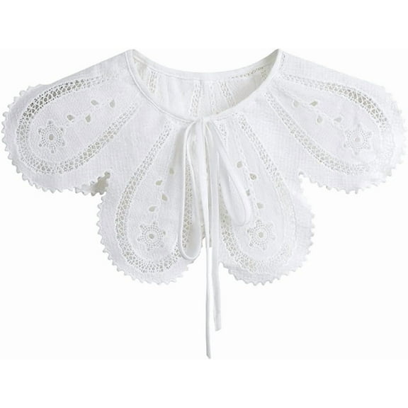 Women’s Dechable False Collar Neck Ruff Mini Lace Cape Dickey Collar