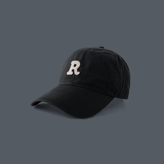 Women's Deep Crown Baseball Cap with Letter R Embroidery, Large Head Size Fit for Bigger Heads, Sun Protection Casual Hat for Daily Outdoor Wear, Breathable and Comfy Black