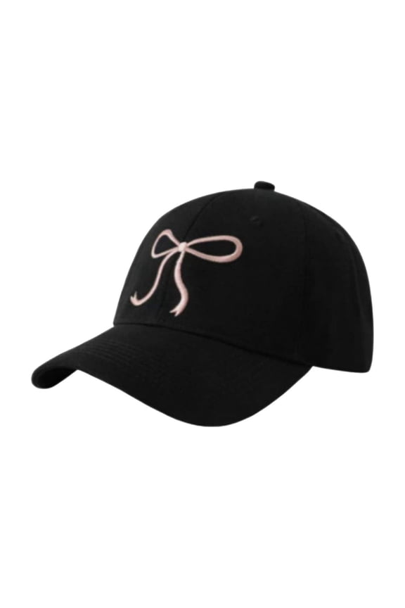 Women's Deep Crown Baseball Cap with Pink Ribbon Embroidery, Perfect for Large Head Size to Make Face Look Smaller, Versatile Sun Protection Hat for Daily Wear Black