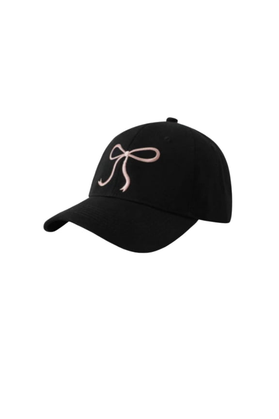 Women's Deep Crown Baseball Cap with Pink Ribbon Embroidery, Perfect for Large Head Size to Make Face Look Smaller, Versatile Sun Protection Hat for Daily Wear Black