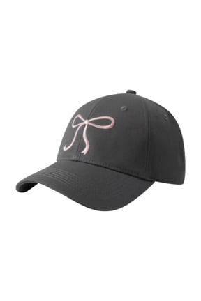 Women's Deep Crown Baseball Cap with Pink Ribbon Embroidery, Perfect for Large Head Size to Make Face Look Smaller, Versatile Sun Protection Hat for Daily Wear Grey