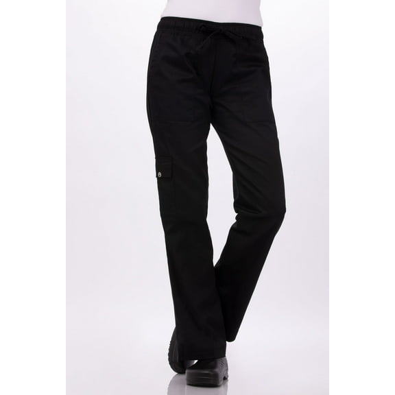 Chef Works Women's Cargo Chef Pants, Black, Large