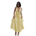 thumbnail image 1 of Women's Deep V Halter Maxi Dress, Solid Cutout Flowy Backless Summer Dress, 1 of 5