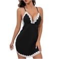 thumbnail image 1 of Women's Deep V Lingerie Backless Lace Chemise Nightgown Sexy Full Slips Sleepwear Negligee Nightie Bridal Babydoll, 1 of 3