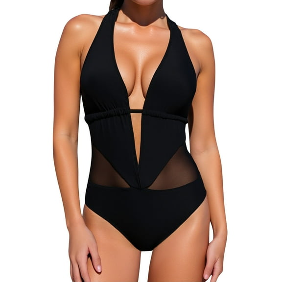 Women's Deep V Neck Backless Swimsuit For Summer Beach Vacation