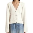 thumbnail image 1 of Women's Deep V Neck Cardigan Sweater Button Front Long Sleeve Short Knitted Jacket with Pockets, 1 of 5