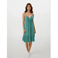 thumbnail image 1 of Women's Deep V-Neck Knee Length Dress with Shoulder Tie, Teal, Small, 1 of 4