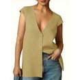 thumbnail image 1 of Women's Deep V-Neck Knit Sweater Vest - Sleeveless Button-Up Loose Fit Tops, 1 of 6