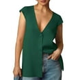 thumbnail image 1 of Women's Deep V-Neck Knit Sweater Vest - Sleeveless Button-Up Loose Fit Tops, 1 of 6