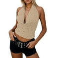 thumbnail image 1 of Women's Deep V Neck Rhinestone Backless Bustier Tank Top, 1 of 2