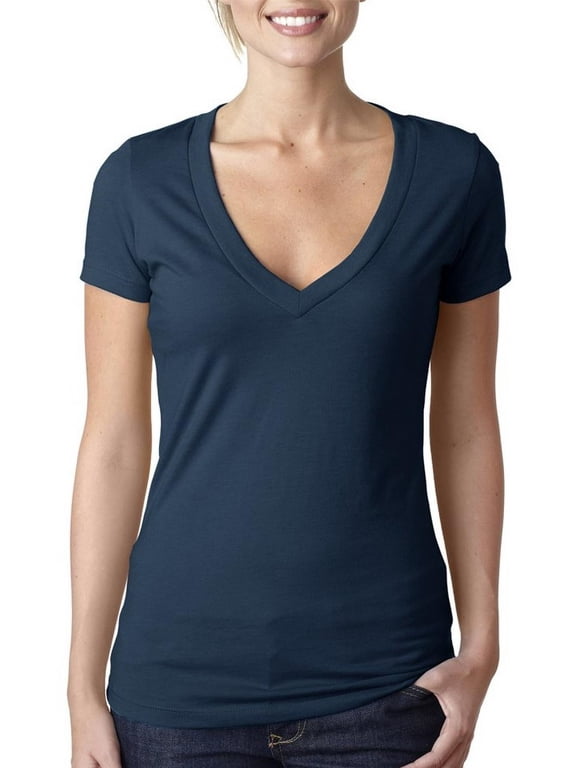 Women's Deep V-Neck Short Sleeve T-Shirt