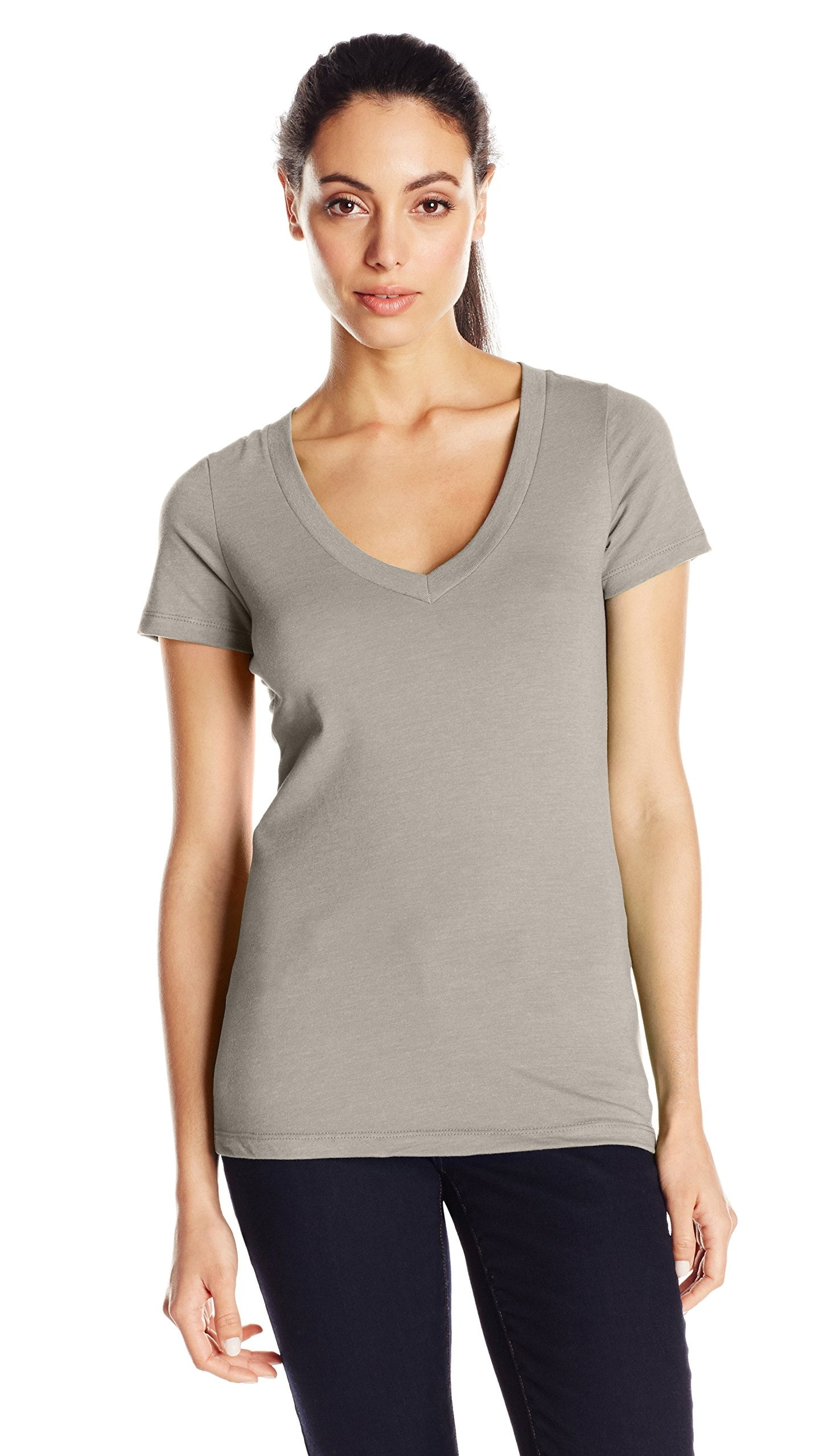 Women's Deep V-Neck Short Sleeve T-Shirt