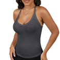 thumbnail image 1 of Women's Deep V-Neck Tank Top with Slim Fit and Adjustable Strap Detail - Large, Dark Gray, 1 of 7