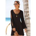 thumbnail image 1 of Women's Deep V-neck Loose Exposed Shoulder Dresses Long Sleeve Casual Dress, 1 of 2