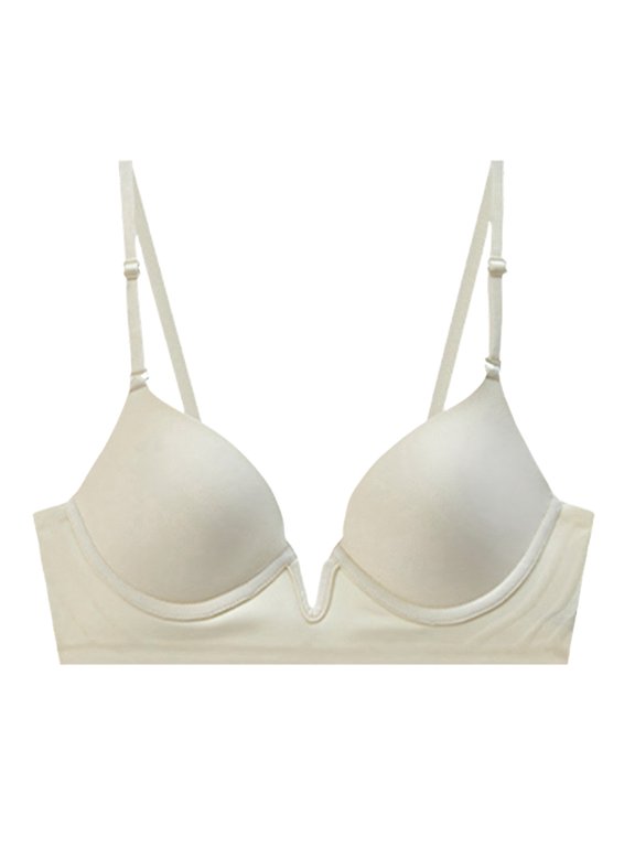 Women's Deeps Plunge Bras Cleavage Enhancer Low Cut Wireless Bra Padded Push Up Bras