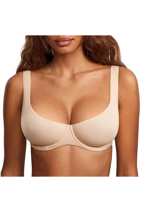 Women's Demi Balconette Bra No Padding Unlined Underwire Comfort Tshirt Supportive Everyday Bras Complexion 34E