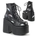 thumbnail image 1 of 5" Chunky Heel, 3" P/F Lace-Up Ankle Boot, Metal Back Zip - Blk-Slv Hologram Vegan Leather, 11, 1 of 3