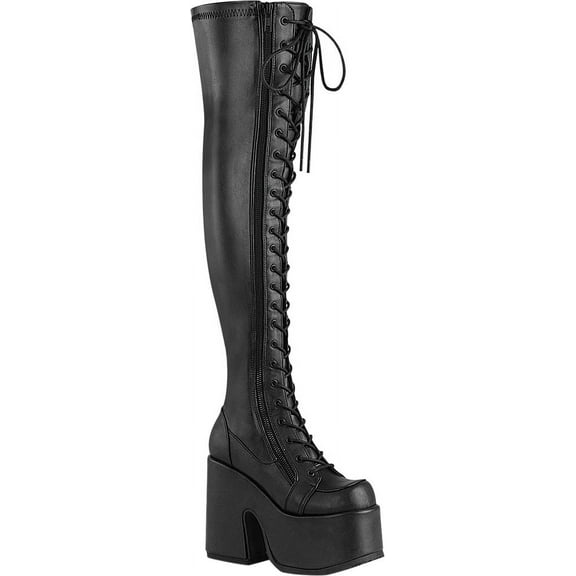 Women's Demonia Camel 300 Thigh High Platform Boot