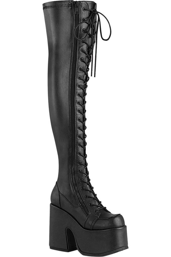 Women's Demonia Camel 300 Thigh High Platform Boot