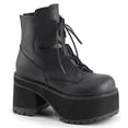 thumbnail image 1 of 4" Heel, 2 1/2" Platform Lace-Up Front Ankle Boot, Side Zip - Blk Vegan Leather, 6, 1 of 2
