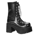 thumbnail image 1 of 4" Block Heel Goth Punk GoGo Blk Pu Calf BT W/ Zipper - Blk Vegan Leather, 6, 1 of 2