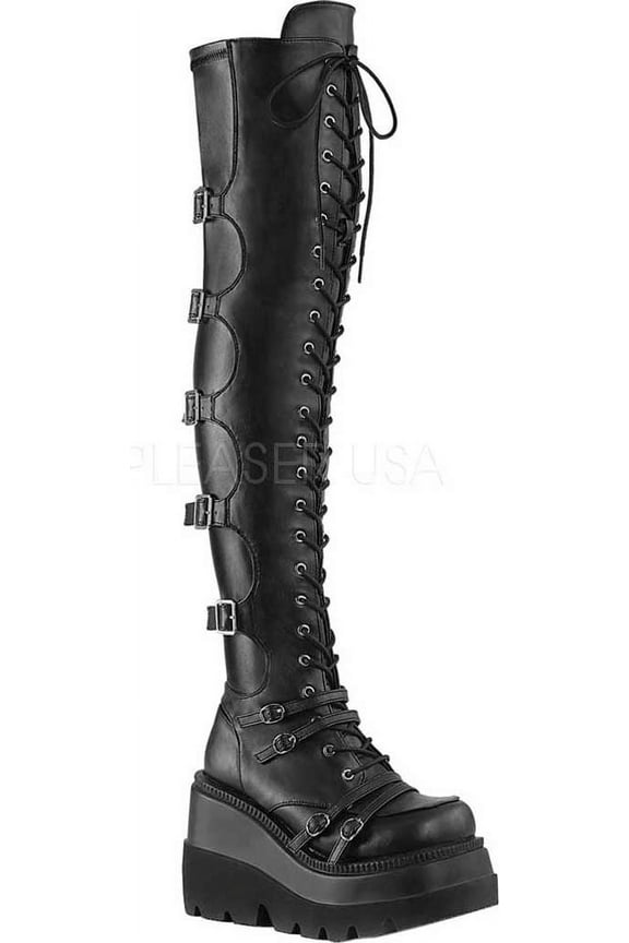 Women's Demonia Shaker 350 Over The Knee Platform Boot