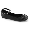 thumbnail image 1 of Ankle Strap Flat w/Studded Straps & Pentagram Detail - Blk Vegan Leather, 9, 1 of 2