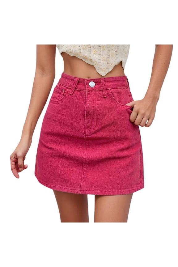 Women's Denim A Line Midi Skirt - High Waist, Stretchy, S-XXL Sizes, Machine Washable, Casual Summer Daily Wear